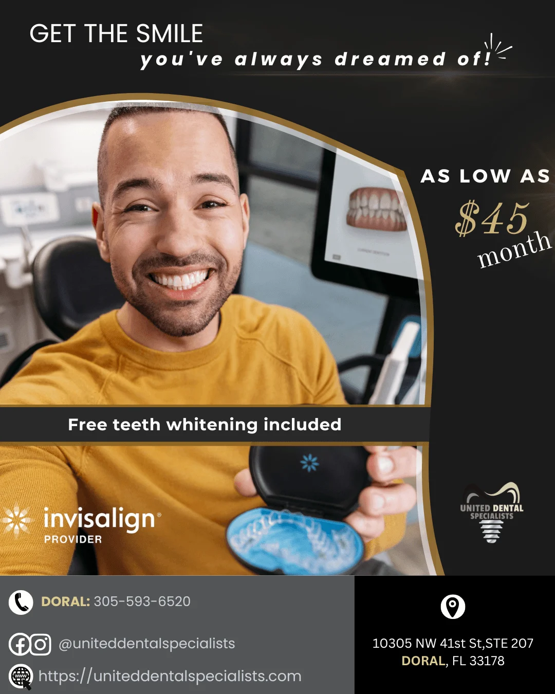 Promoción de Invisalign: desde 45 dólares al mes, incluye blanqueamiento gratuito